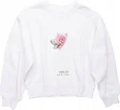 Bluzy damskie - Replay Biała Bluza Dziewczęca z Różą i Długim Rękawem 150 K_a - miniaturka - grafika 1