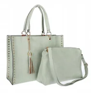 Torebki damskie - Torebka damska teczka A4 pojemna listonoszka 2w1 duża HJ81121 zielona - miniaturka - grafika 1