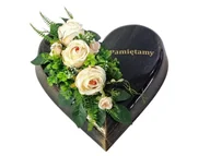 Sztuczne kwiaty - RÓŻE herbaciane SERCE (2050.2) Kompozycja stroik na cmentarz - miniaturka - grafika 1