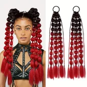 Pozostałe akcesoria fryzjerskie - TEMU Rozszerzenia kucyka z warkoczem Behufun dla kobiet - 2 sztuki, 20-calowe przedłużanie włosów z krawatem, syntetyczne kucyki ombre dla wszystkich - miniaturka - grafika 1