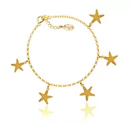 Bransoletki - Bransoletka na nogę rozgwiazdy srebrna pozłacana - miniaturka - grafika 1