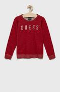 Swetry dla chłopców - Guess sweter bawełniany dziecięcy kolor czerwony lekki - miniaturka - grafika 1