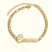 Inne - TEMU 1 szt. Indywidualna Bransoletka z Imieniem - Pozłacany 18K, Stal Nierdzewna 304, Regulowany Łańcuszek Kubański dla Mężczyzn, Spersonalizowana - miniaturka - grafika 1