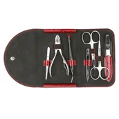 Pozostałe urządzenia kosmetyczne - Kellermann 9226 damski zestaw do manicure wzór skóry strusia, czerwony - miniaturka - grafika 1