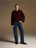 Swetry damskie - Reserved - Kardigan z moherem - mahoniowy - miniaturka - grafika 1