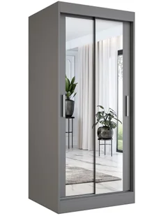 Antracytowa szafa przesuwna z lustrem P4-R76 - Szafy Antracytowa szafa przesuwna z lustrem P4-R76 - Szafy - miniaturka - grafika 1