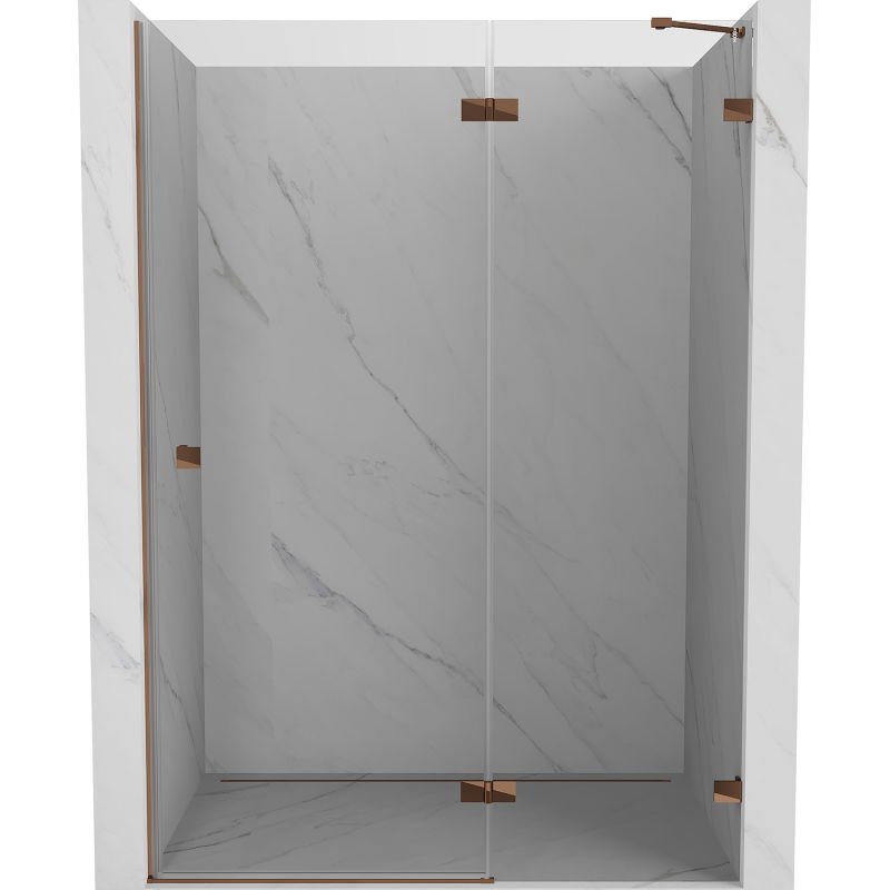 Mexen Lunar drzwi prysznicowe uchylne prawe 135 cm, transparent, różowe złoto - 834-135-000-60-00-P