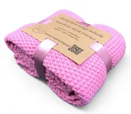 Koce i narzuty dla dzieci - Kocyk dla dziewczynki bawełniany całoroczny tkany kocyk do wózka do łóżeczka 100x80cm różowy kocyk - miniaturka - grafika 1