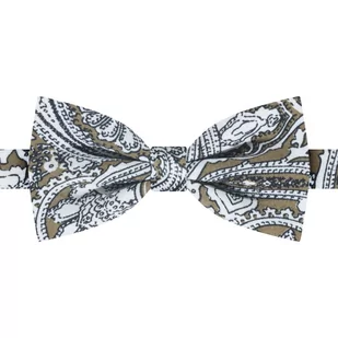 Mucha bawełniana biało-brązowa we wzory EM 12 - EM Men's Accessories - Krawaty i muchy męskie - miniaturka - grafika 1