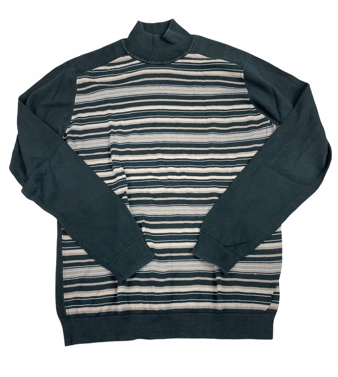 Ciemnozielony sweter męski w paski Claiborne M