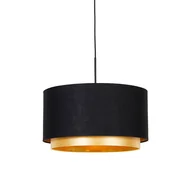 Lampy sufitowe - QAZQA Nowoczesna lampa wisząca czarna ze złotym kloszem 47 cm - Combi - miniaturka - grafika 1