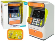 Skarbonki - Import LEANToys Bankomat Skarbonka Czujnik Rozpoznawania Twarzy PIN Oszczędzanie Pomarańczowy 9807 - miniaturka - grafika 1