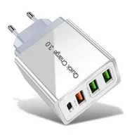 Ładowarki do telefonów - Ładowarka Sieciowa 48W 3Xusb + Usb Typ-C Pd 3.5A Quick Charge 3.0 Biała Wersja 2 - miniaturka - grafika 1