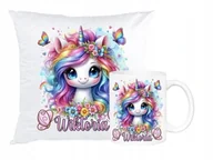 Gadżety dla niej i dla niego - ZESTAW PODUSZKA + KUBEK Prezent Jednorożec Unicorn Słodki + IMIĘ 3 - miniaturka - grafika 1