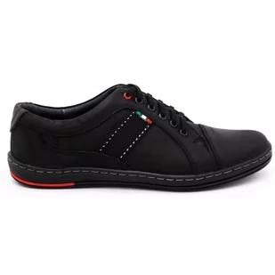 Buty męskie skórzane casual 238GT czarne - Buty Olivier - Półbuty męskie - miniaturka - grafika 1