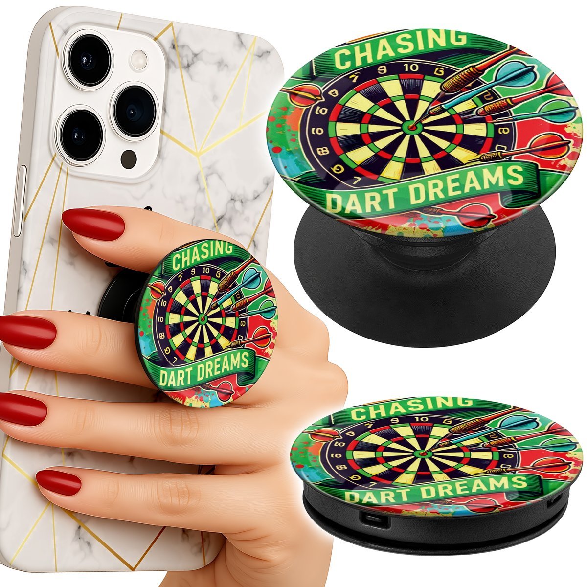 Uchwyt do telefonu Popsocket na palce/stojak DART RZUTKI WZORY