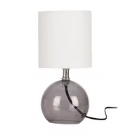 Lampy stojące - Lampa stołowa z kloszem abażurem lampka nocna biała ze szklaną podstawą 25x12 cm kod: O-569314 - miniaturka - grafika 1