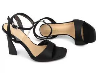 Sandały damskie - Eleganckie sandały damskie na szpilce - Potocki 23-21027, czarne - grafika 1