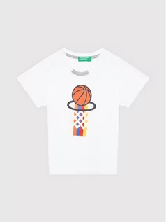 Koszulki dla chłopców - Benetton United Colors Of T-Shirt 3096C154U Biały Regular Fit - grafika 1