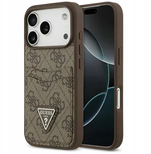 Etui Guess 4G Double Card Triangle do iPhone 17 Pro brązowy - Etui i futerały do telefonów - miniaturka - grafika 1