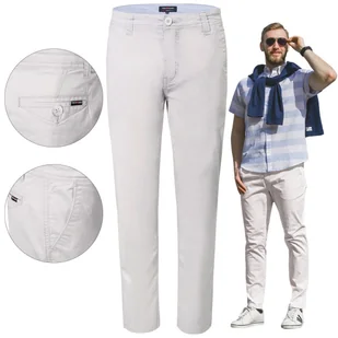 SPODNIE Męskie CHINOSY Bawełniane JASNOSZARE Slim Fit W40/L32 Pako Jeans - Spodnie męskie - miniaturka - grafika 1