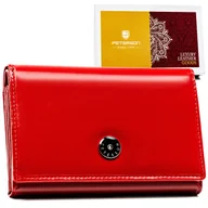 Portfele - Portfel damski czerwony średni ze skóry naturalnej klasyczny na prezent PETERSON rozbudowany na karty i gotówkę elegancki poziomy ochrona RFID STOP - miniaturka - grafika 1