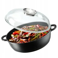 Patelnie - Patelnia głęboka z pokrywą 29 cm, czarna - miniaturka - grafika 1