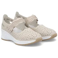 Półbuty damskie - Półbuty damskie ażurowe Rieker N4382-60 BEIGE 37 - miniaturka - grafika 1