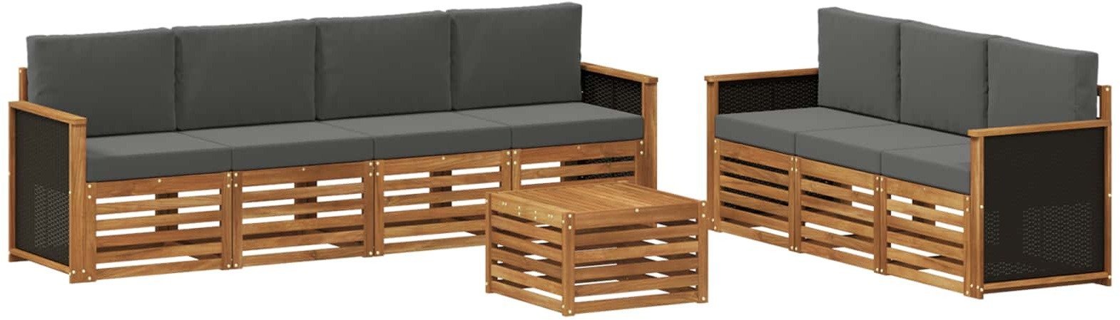 vidaXL Zestawy sof z poduszką 8 pcs Lite Drewno Akacji