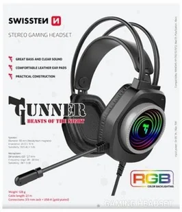 Swissten Gunner RGB Spēļu Austiņas - Słuchawki - miniaturka - grafika 1