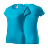 Koszulki i topy damskie - Koszulka turkusowa z krótkim rękawem z logo na sercu i plecach damska z nadrukiem logo firmy 160g BASIC134 kolor 44 koszulka krótki rękaw - miniaturka - grafika 1