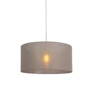 Lampy sufitowe - QAZQA Lampa wisząca biała klosz szarobrązowy 50cm - Combi - miniaturka - grafika 1
