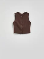 Marynarki i żakiety damskie - Reserved - Kamizelka z ozdobnymi guzikami - ciemnobrązowy - miniaturka - grafika 1