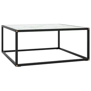VidaXL Lumarko Stolik herbaciany, szkło w kolorze biały marmur, 80x80x35 cm 322877 VidaXL - Ławy i stoliki kawowe - miniaturka - grafika 1