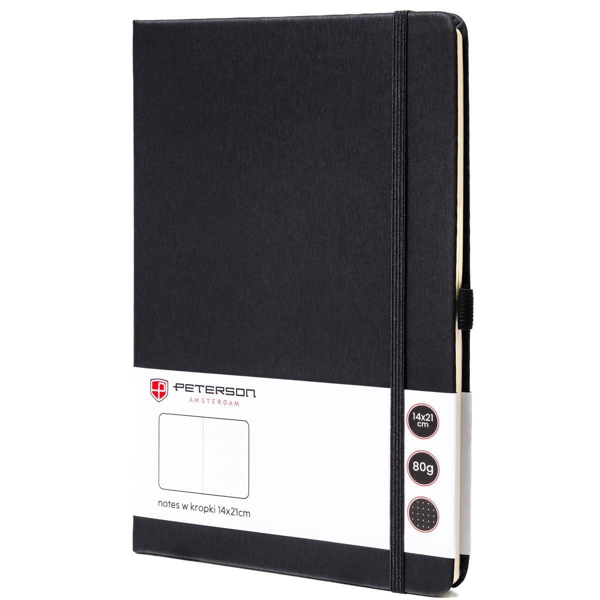 Notes notatnik planer organizer A5 w kropki zeszyt z gumką Peterson czarny