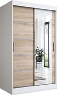 Szafy - MKPOL Szafa przesuwna MODUO COMFORT 2 120 biała mat/dąb sonoma z lustrem - miniaturka - grafika 1
