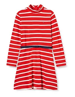 Sukienki - Tommy Hilfiger Sukienka dziewczęca w paski L/S, Czerwony Pasek, 92 cm - grafika 1