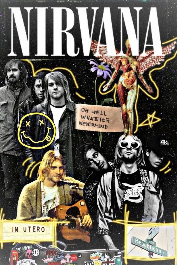 PODKŁADKA POD MYSZ Nadruk 22x18 cm Nirvana Smiley Kurt Cobain ROCK Prezent