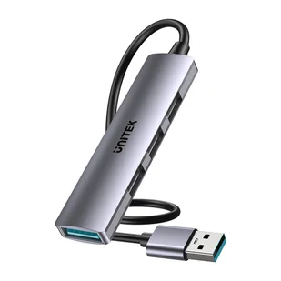 Unitek Kompaktowy hub USB-A 4w1 1x 5 Gbps 3x 480 Mbps H1208CGY01 - Adaptery i przejściówki - miniaturka - grafika 1