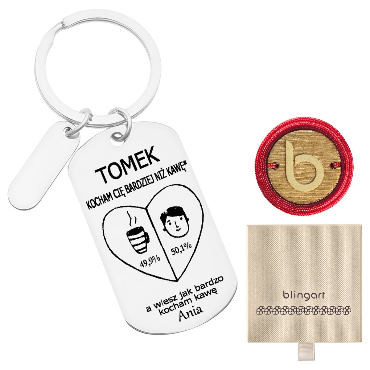 Brelok z grawerem na Dzień Chłopaka srebrny prakty