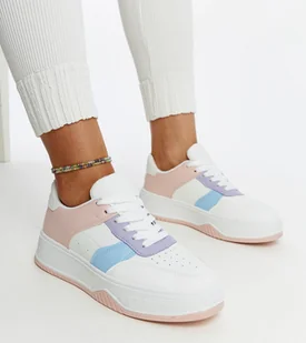 Biało-różowe sneakersy na grubszej podeszwie Rafida-40 - Sneakersy damskie - miniaturka - grafika 1