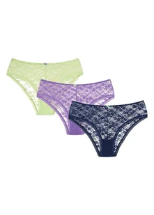 Majtki figi Selina 3-pak Bloovii fioletowy, zielony, granatowy M - Majtki damskie - miniaturka - grafika 1