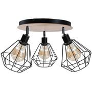 Lampy sufitowe - KET Regulowana LAMPA sufitowa metalowa OPRAWA industrialna czarna drewno - miniaturka - grafika 1