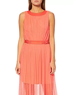 Sukienki - Armani Exchange Damska sukienka bez rękawów, tiulowa i pas, specjalna sukienka, Pomarańczowy sorbet, S - grafika 1
