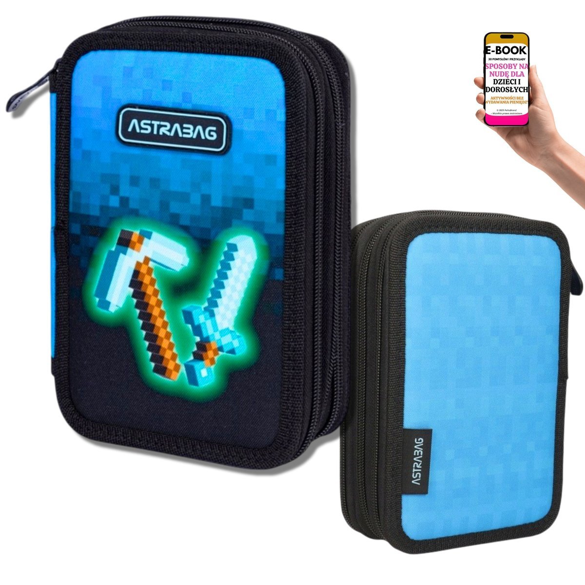 TRZYKOMOROWY PIÓRNIK ASTRABAG Z WYPOSAŻENIEM GRA PIXEL DLA UCZNIA KLAS 1 2 3 4 + EBOOK-3