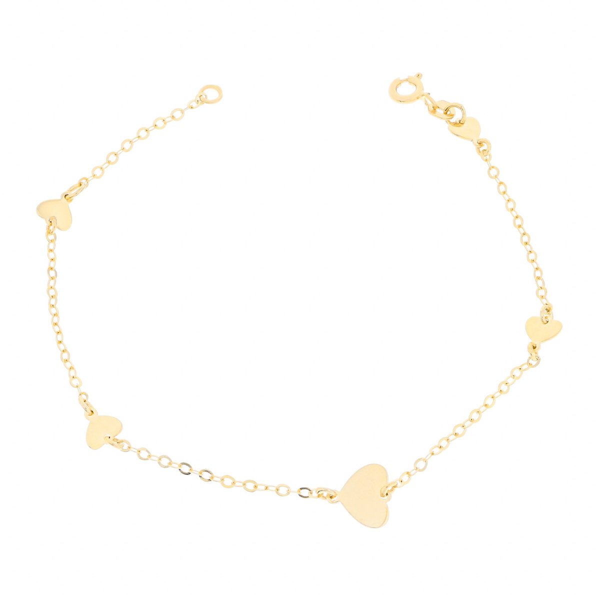 Złota bransoletka celebrytka z serduszkami 16+3 cm pr. 585