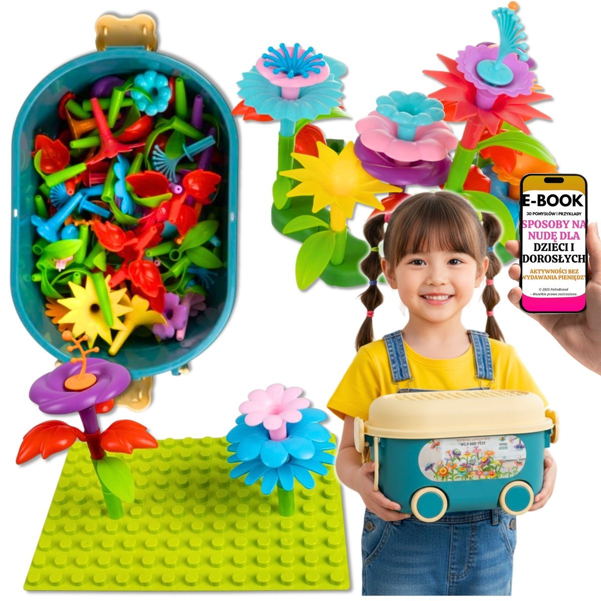 ZESTAW KREATYWNY KLOCKI KONSTRUKCYJNE DLA DZIEWCZYNKKI KWIATY KWIATKI Ogród 3D – Klocki dla Dziewczynki Prezent Na Urodziny Święta + EBOOK-3
