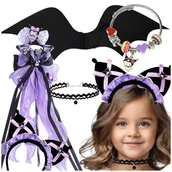 Ozdoby do włosów - STRÓJ KUROMI SANRIO SKRZYDŁA OPASKA RÓŻDŻKA BRANSOLETKA AKCESORIA - miniaturka - grafika 1