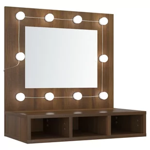 Lumarko Szafka z lustrem i LED, brązowy dąb, 60x31,5x62 cm - Toaletki - miniaturka - grafika 3