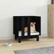 Budy dla psów - Domek dla psa, czarny, 50x40x52 cm, lite drewno sosnowe - miniaturka - grafika 1